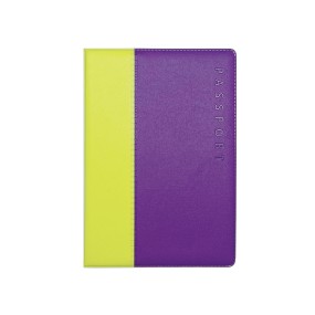 Обложка для паспорта Дуо 134*188 мм, лайм/фиолетовый