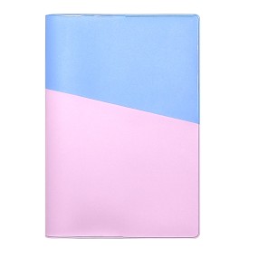 Блокнот с диагональным карманом на обложке, блок 80гр линейка, 125х180, голубой/лаванда