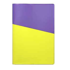 Блокнот с диагональным карманом на обложке, блок 80гр линейка, 125х180, фиолетовый/лимон