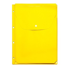 Файл-вкладыш А4 на кнопке, расширяющийся, с перфорацией, желтый,  243*310